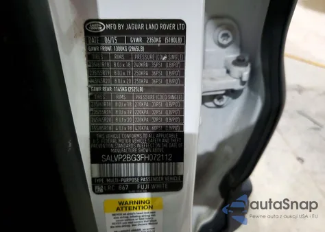 2015 Land Rover Range Rover Evoque Pure Plus z USA, uszkodzony, nr VIN SALVP2BG3FH072112